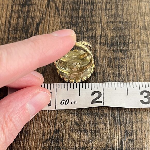 Sorrelli Halo Cocktail Ring Round Adjustable Bold Statement Purple Black Gold - Picture 14 of 15